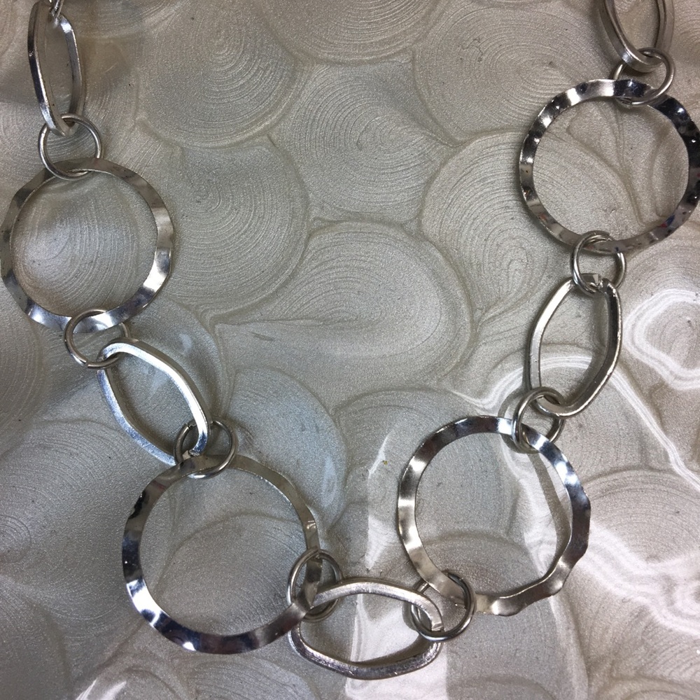 Hammered Silver Chain Necklace
